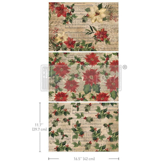 A3 Decoupage Fiber Pack - Poinsettias