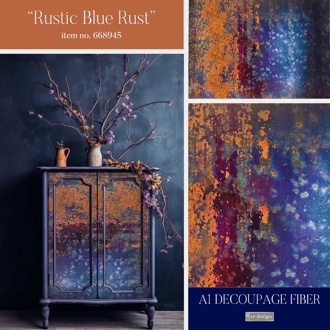 A1 Decoupage Fiber - Rustic Blue Rust