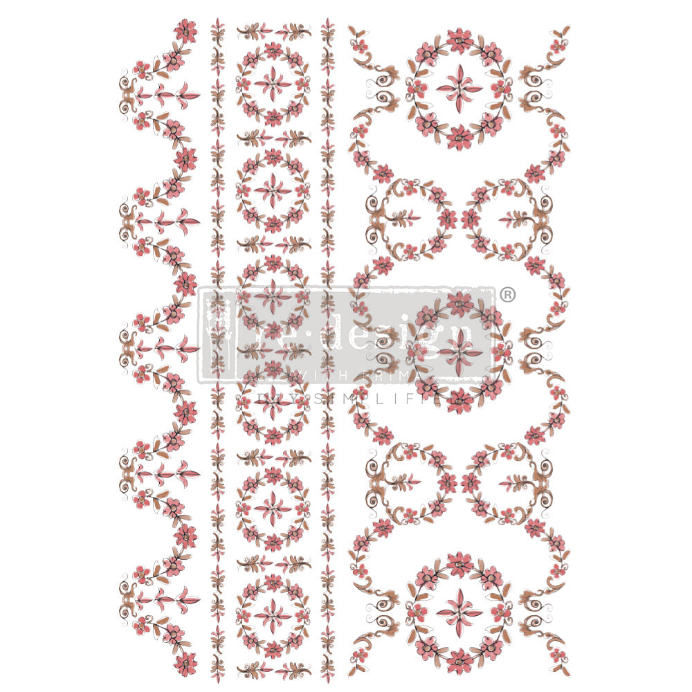 ANNIE SLOAN – FLOWER GARLAND – TOTAL SHEET SIZE 24″X35″, CUT INTO 2 SHEETS