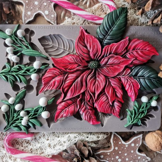 DECOR MOULDS® – CRIMSON BLOOMS – 1 PC, 5″X8″X8MM