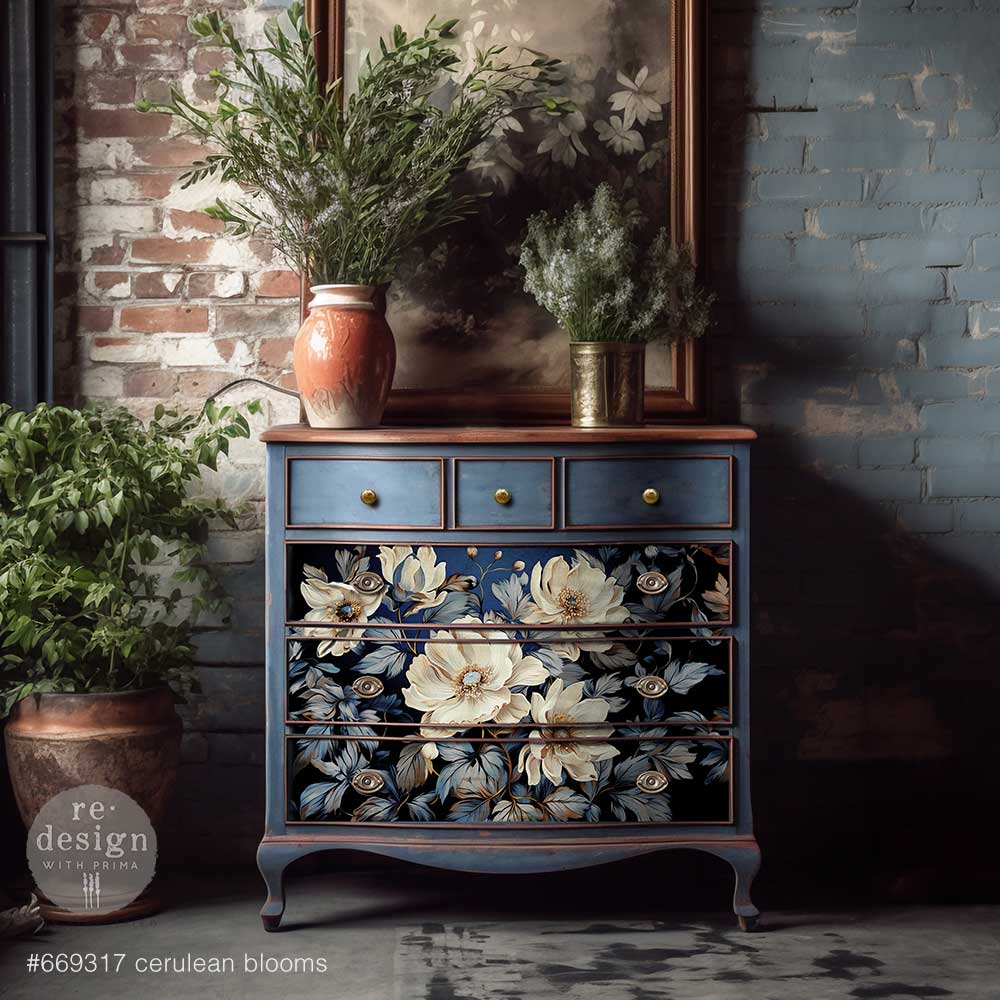 19x30 Tissue - Cerulean Blooms I