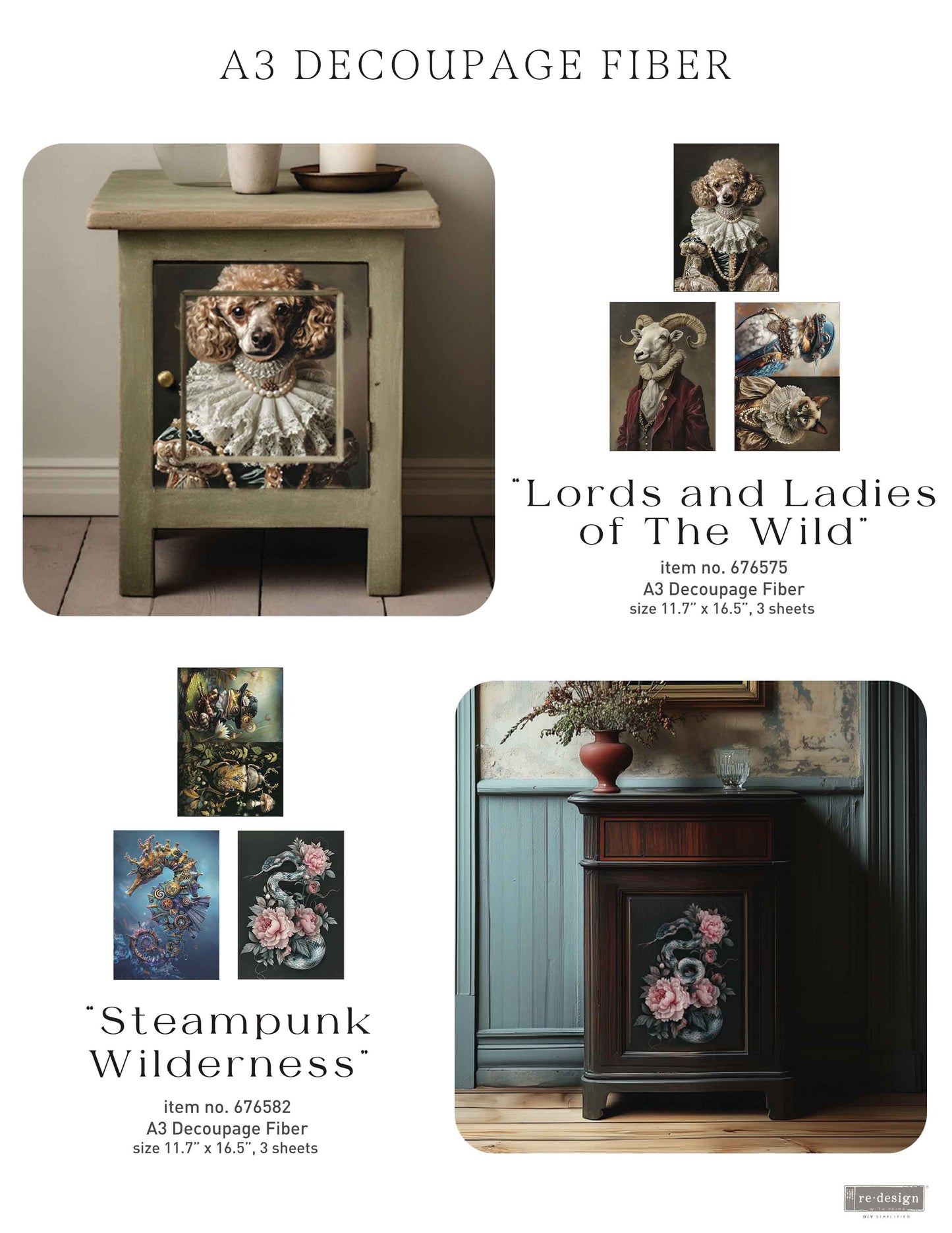 A3 Decoupage Fiber Pack - Steampunk Wilderness