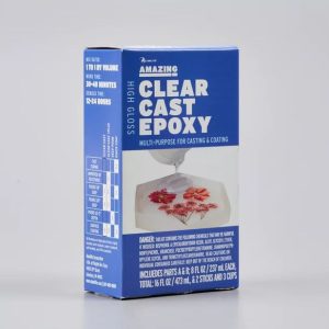 CLEAR EPOXY RESIN – INCLUDES PARTS A & B; 8 FL OZ / TOTAL 16 FL OZ + 2 STICKS + 3 CUPS