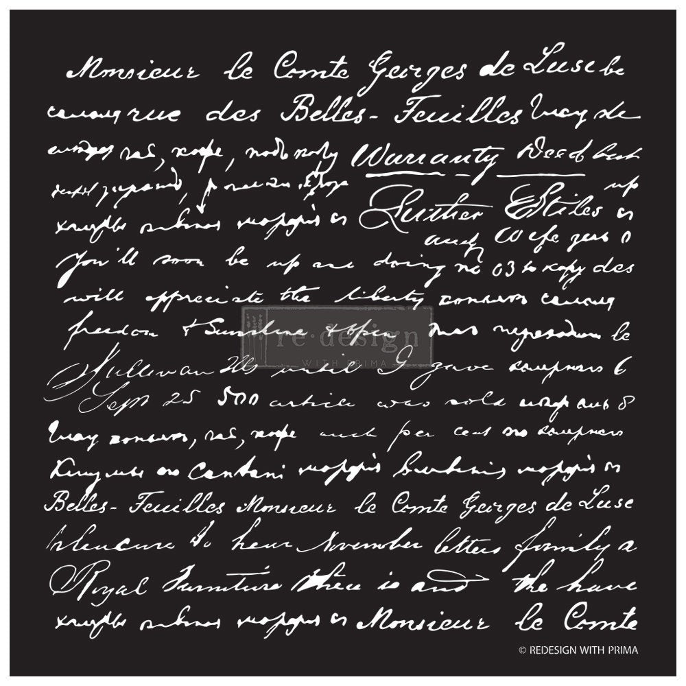 REDESIGN STENCIL – SCRIPT 18×21 – SHEET SIZE 18″X21″, DESIGN SIZE 16.1″X16.1″- LASER CUT ON 16 MIL MYLAR
