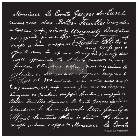 REDESIGN STENCIL – SCRIPT 18×21 – SHEET SIZE 18″X21″, DESIGN SIZE 16.1″X16.1″- LASER CUT ON 16 MIL MYLAR