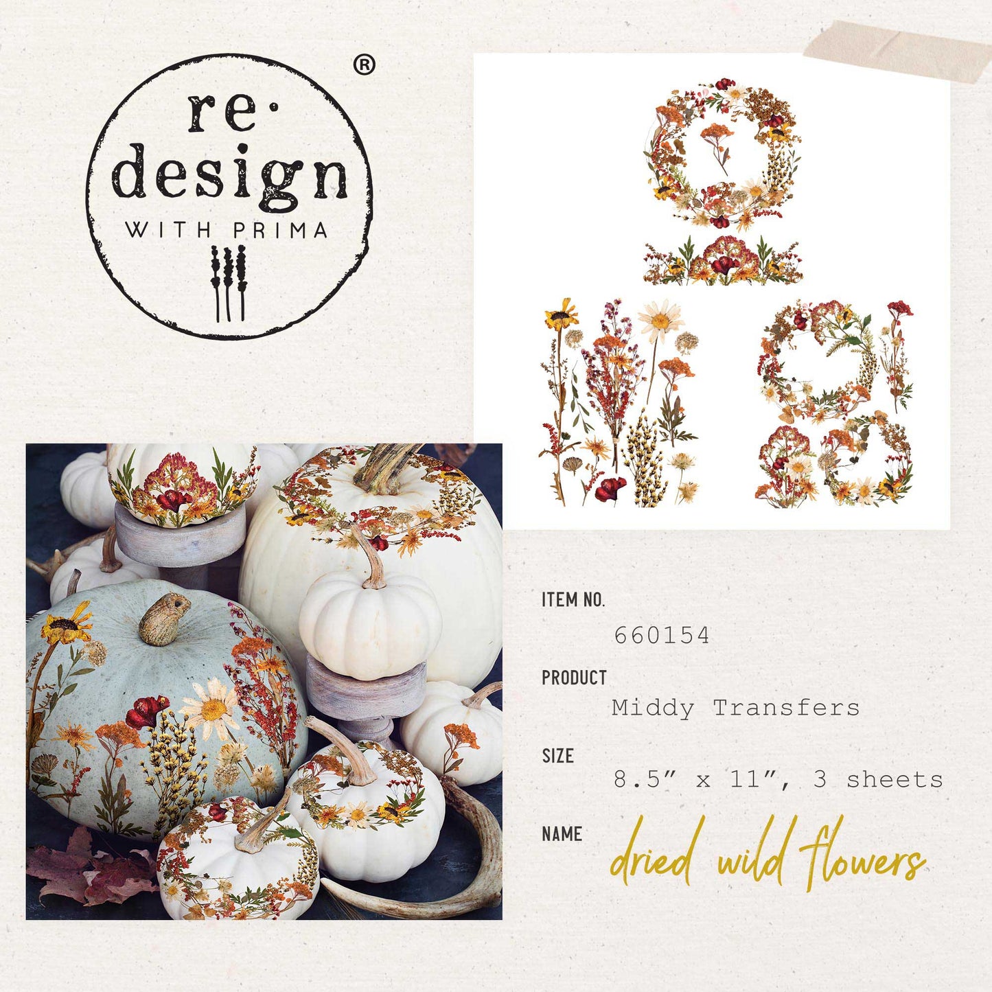 Dried Wildflowers - Middy Transfer - Redesign with Prima