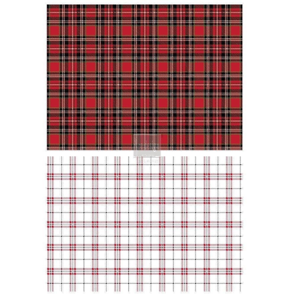 Gingham Red - Rub On Furniture Decal Transfer - Redesign with Prima - Same Day Shipping!