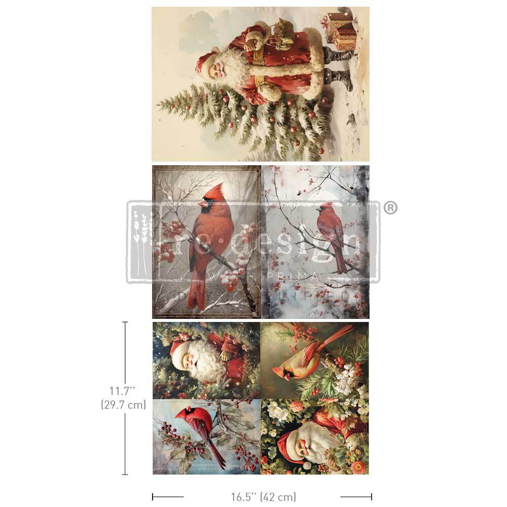 A3 Decoupage Fiber Pack - Festive Cardinal