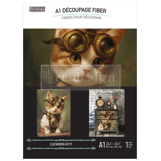 A1 Decoupage Fiber - Clockwork Kitty