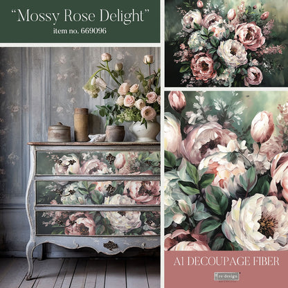 A1 Decoupage Fiber - Mossy Rose Delight