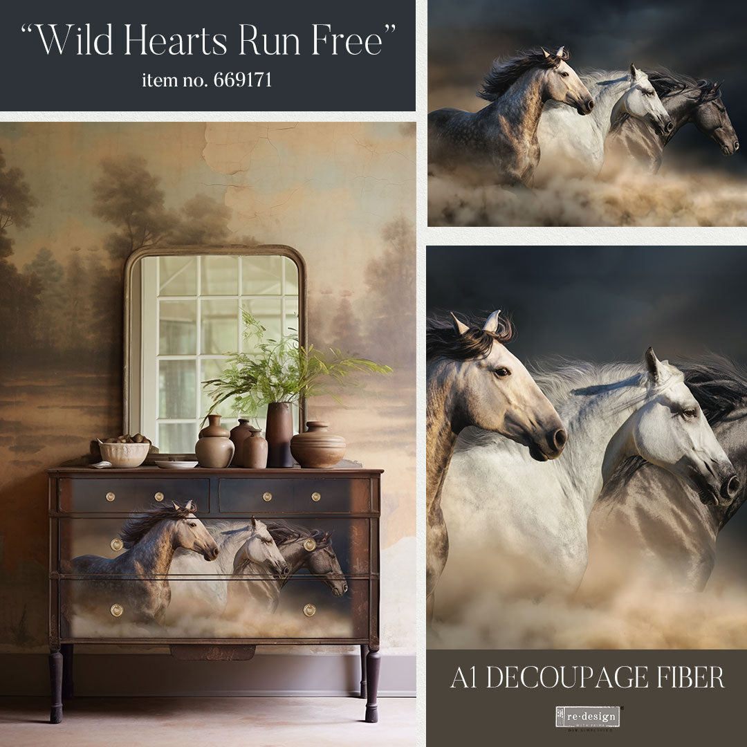 A1 Decoupage Fiber - Wild Hearts Run Free