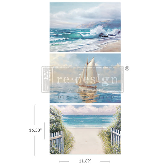 A3 Decoupage Decor Tissue Paper Pack - Seascape Melody