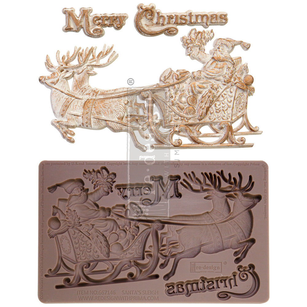 DECOR MOULDS® – SANTA’S SLEIGH – 1 PC, 5″X8″X8MM