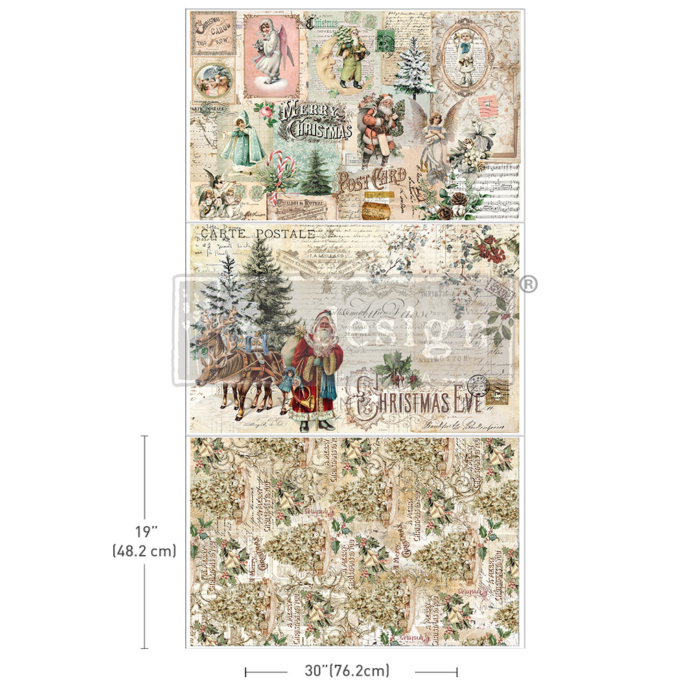 DECOUPAGE DECOR TISSUE PAPER PACK – HOLLY JOLLY HIDEAWAY – 3 SHEETS, 19.5″X30″ EACH