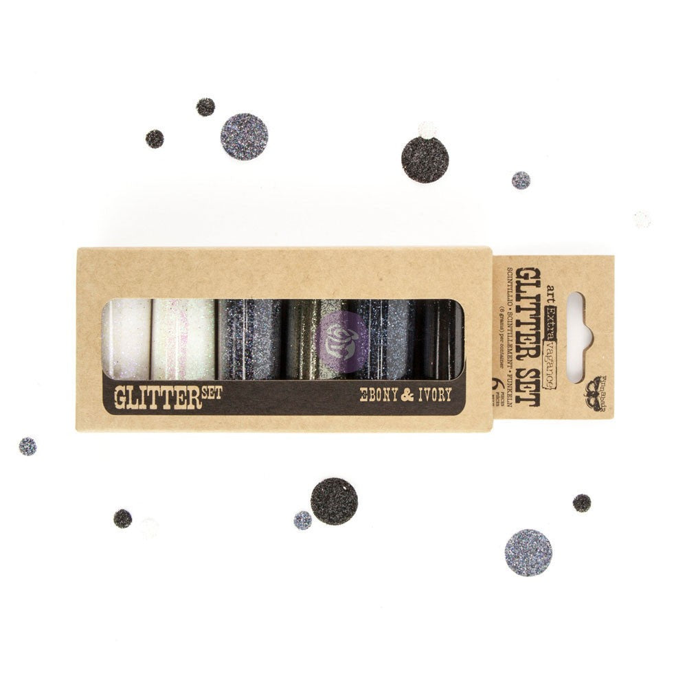 ART INGREDIENTS – GLITTER SET – EBONY & IVORY 7G BOTTLE SET OF 6