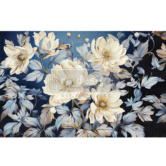 19x30 Tissue - Cerulean Blooms I