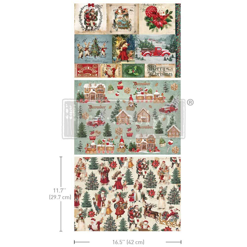 A3 Decoupage Fiber Pack - Santaland Sparkle