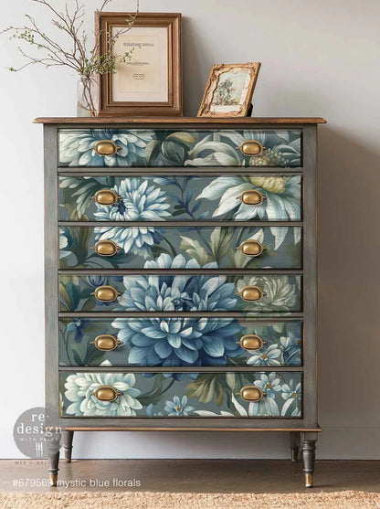 Mystic Blue Florals fiber paper