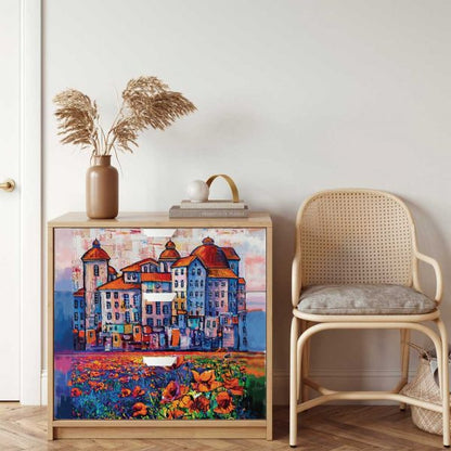 Village in color – A1 Decoupage Fiber - Redesign with Prima