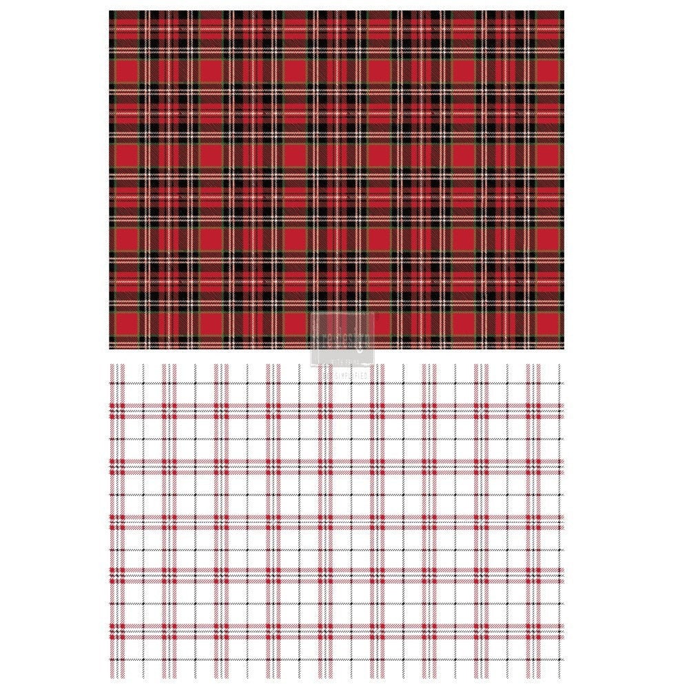 Gingham Red - Rub On Furniture Decal Transfer - Redesign with Prima - Same Day Shipping!